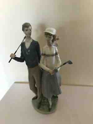 Lladro Golfing Couple Man Woman Golfer Golf Clubs 1453 Figurine