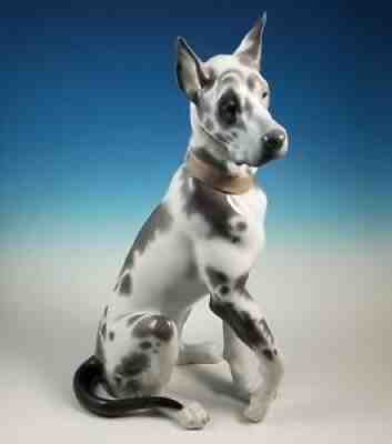 RARE Large Lladro Seated Great Dane Dog Figurine 6558 Alvarez Retired 1998-2000