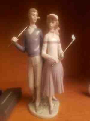 Lladro Golfing Couple Man Woman Golfer Golf Clubs 1453 Figurine