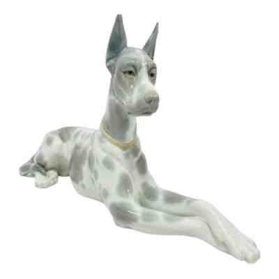 Vintage Rare Lladro Spotted Great Dane Figurine Hand Made In Spain