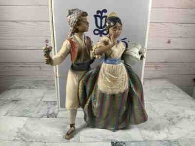 Lladro Valencian Courtship Boy and Girl Signed Figurine Gres Finish 2239