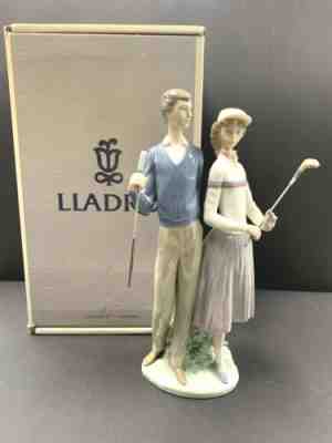 Lladro 01453 Golfing Couple - Man and Woman Golfers - with Original Box