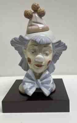 Lladro #5612 Reflective Clown-Circus Clown Bust Head- Retired-w/Base and Box
