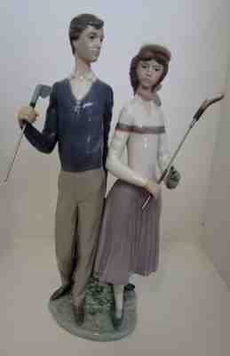 Lladro Golfing Couple Man Woman Golfer Golf Clubs 1453 Figurine, no box