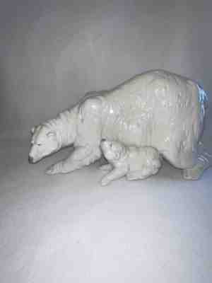Nao by Lladro Porcelain Polar Bear Mother & Cub Large Statue Figurine 13â?