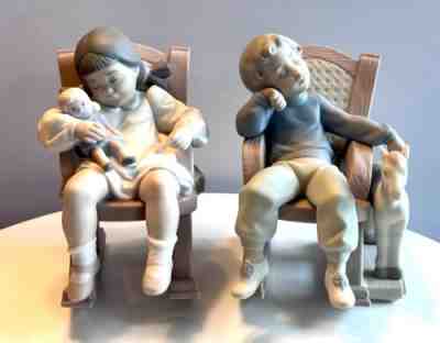 lladro boy rocking chair