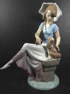 NEW IN BOX LLADRO #7612 PICTURE PERFECT LADY WITH PARASOL & PUPPY FIGURINE $695