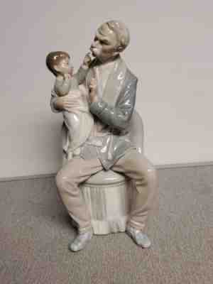 Vintage Lladro Porcelain Figurine Grandfather and Child Large 12 Inches -Retired