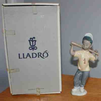 Mint Lladro #5828 Next At Bat Boy Baseball Player w/ Bat 9: Tall in Box Retired