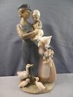 Large Lladro Porcelain Figurine #4974 - Dutch Family Father w/ Children & Geese