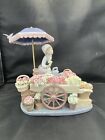 LLADRO #1454 FLOWERS OF THE SEASON GIRL WITH FLOWER CART UMBRELLA AND BIRDS