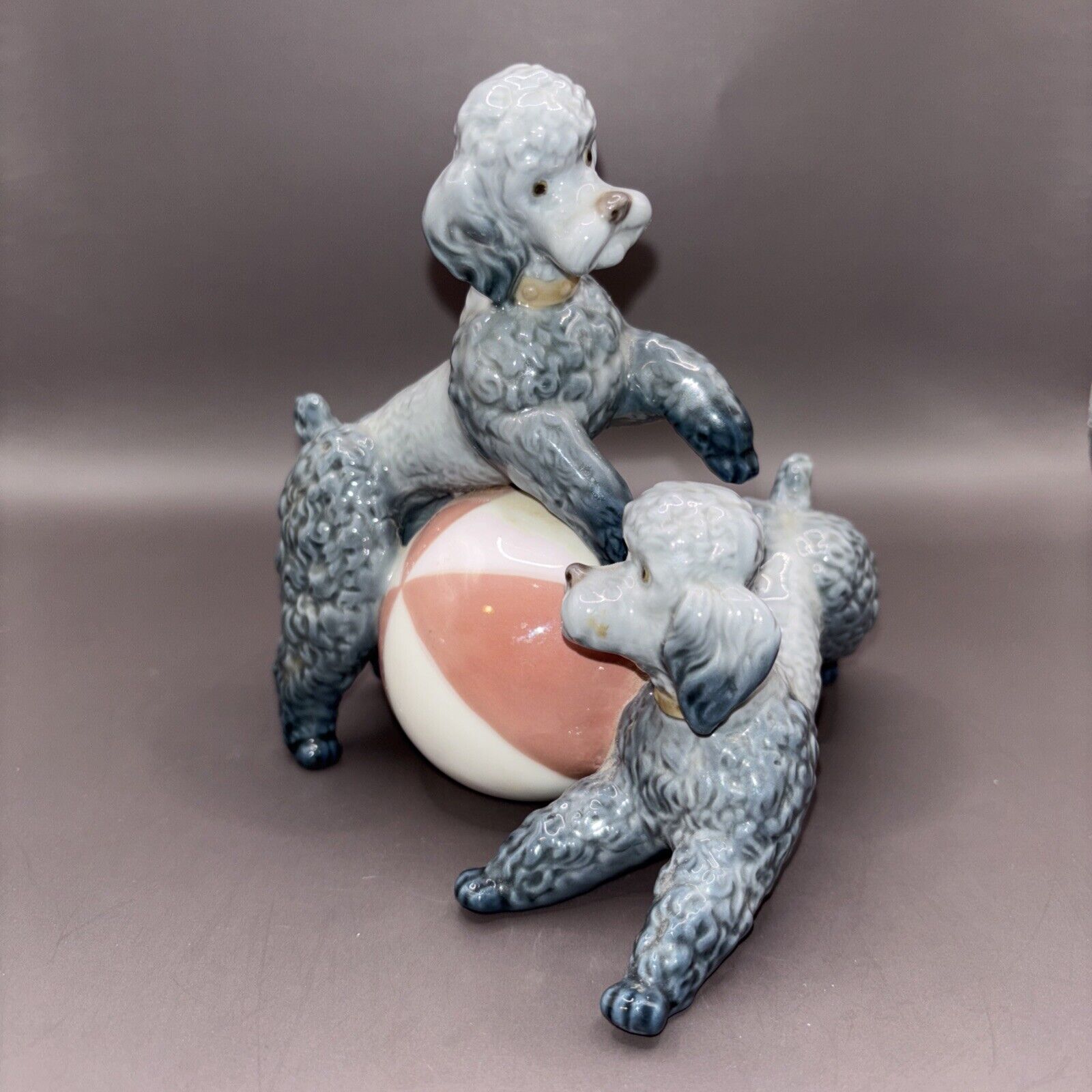 Rare And Collectible Lladro : Poodles Playing With Ball Lladro