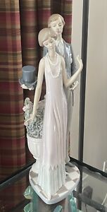 Lladro High Society Figurine #1430 Couple Man Top Hat Woman Pearls
