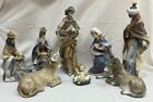 Lladro Nativity Scene with 8 Large Porcelain Figurines With Glossy Finish