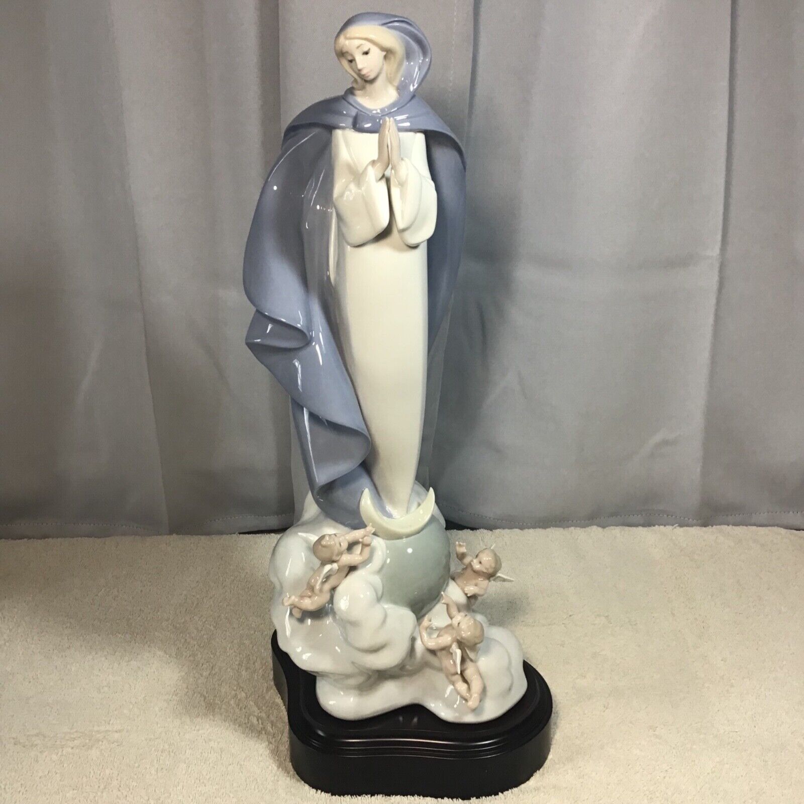 Lladro Heavenly Prayer Statue 6145 Blessed Mother Mary Cherubs 17" RETIRED RARE