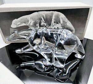 Lladro Polar Bear Glass Crystal Figurine 10.5" in Original Box 1983