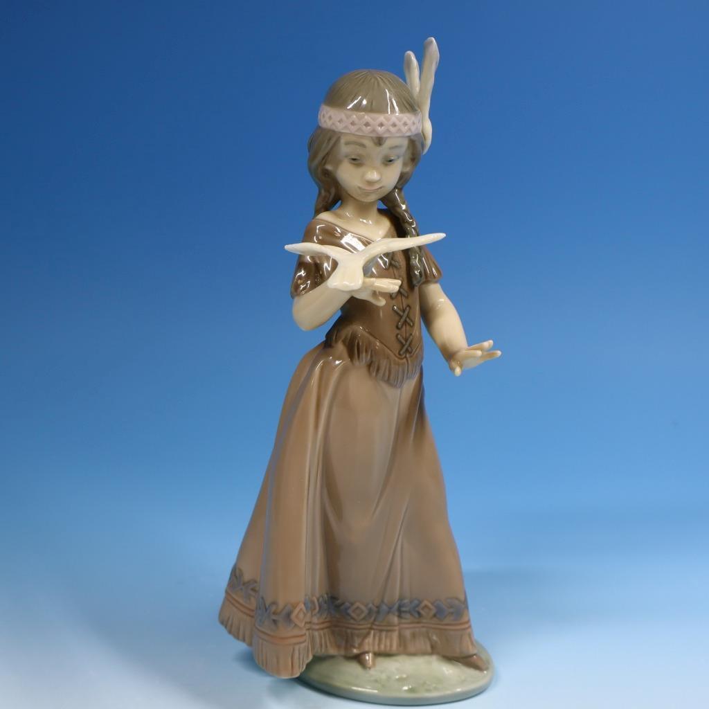 Rare Lladro 6153 AMERICAN LOVE Figurine Native American Girl