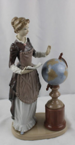 LLADRO Spain Porcelain SCHOOL MARM Teacher w Globe 13