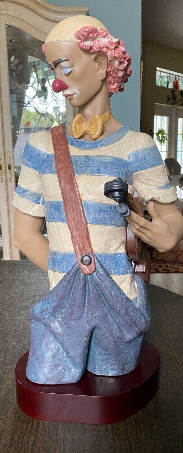 BEAUTIFUL Lladro 3569 A MOMENT'S PAUSE Circus Clown Violin Ltd Edt 3500 SIGNED