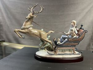 Lladro Figurine WINTER WONDERLAND #1429 Christmas Sleigh Reindeer (1986)