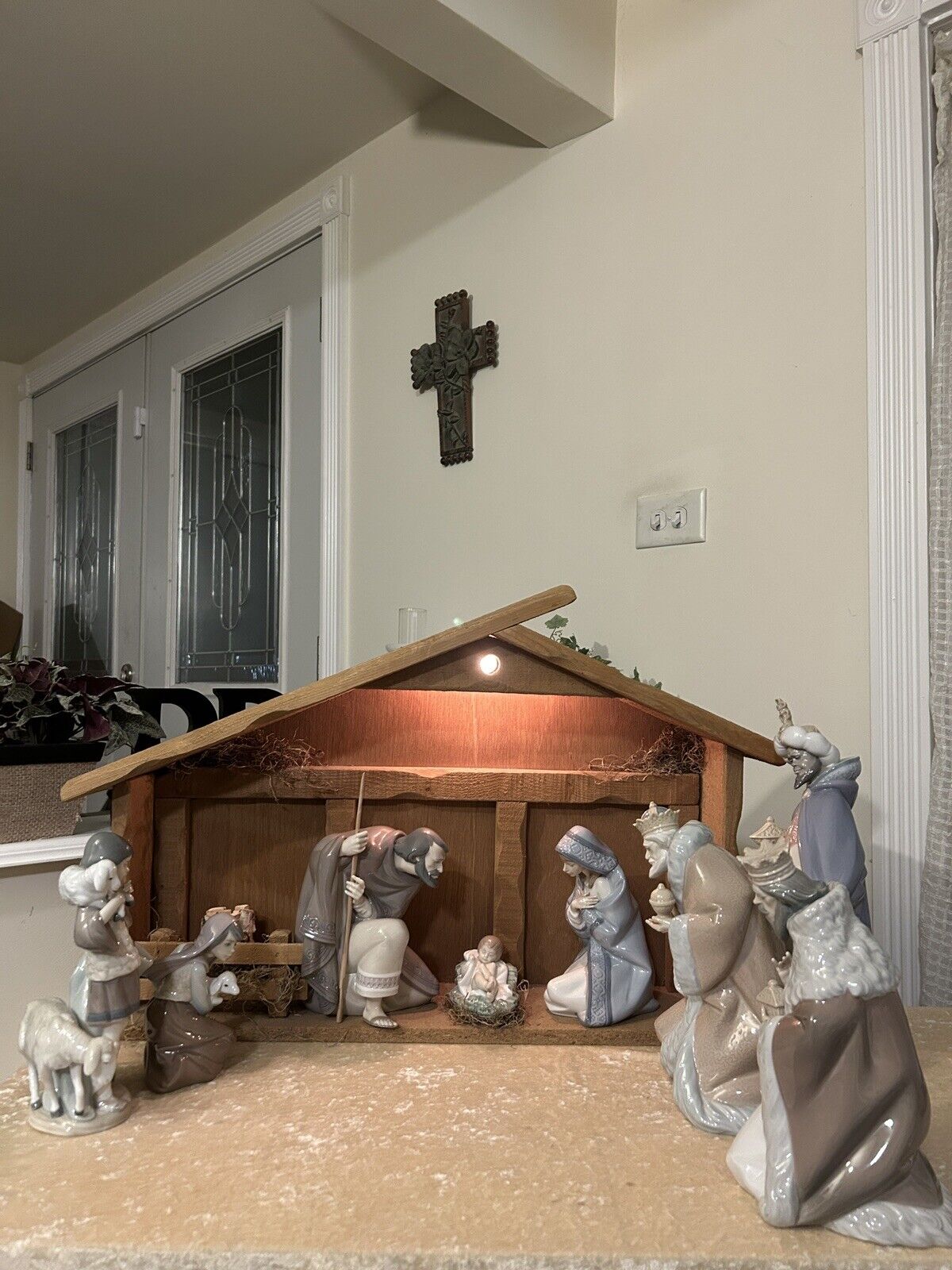 Lladro Nativity Set 5476-5481 5484-5485 Mint w/Boxes & Lighted Manger Fast Ship!