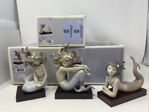 Lladro Mermaids On Stands MIRAGE ILLUSION AND FANTASY