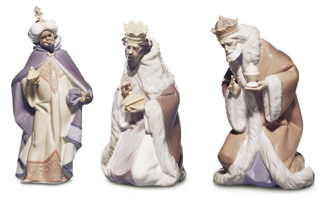 NEW LLADRO THREE KINGS NATIVITY FIGURINE SET BRAND NIB CHRISTMAS LARGE SAVE$ F/S