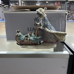 LLADRO PLAYFUL PUSH 2234 Gres Finish Large Rare Piece Mint In Original Box!