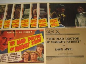 Universal THE MAD DOCTOR OF MARKET STREET Horror LOBBY CARD SET Lionel Atwill