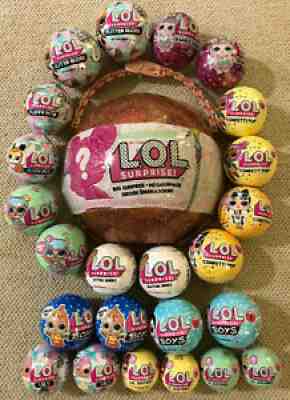 LOL surprise MEGA Lot: 24 balls & BIG L.O.L Surprise Glitter / Pets / Boys / LIL