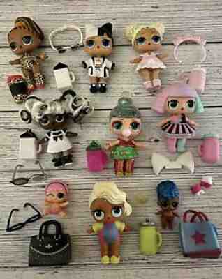 * LOL Surprise * 9 Doll Lot Big & Lil Sisters Color Changers Rares Complete EUC*