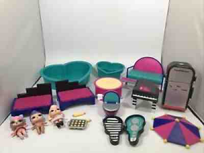 A Huge Lot LOL Surprise OMG Doll Furniture Pools Couch Toilet Piano Dolls & More