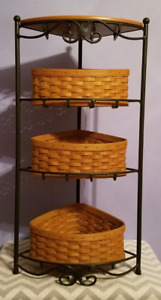 Longaberger Wrought Iron Corner Stand with 3 Corner Baskets (2002)