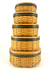 COA 2001 VTG Longaberger Collectors Club Harmony Basket Set Of Five w protectors