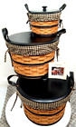 Longaberger 2005 1 Sm & 2 Med Combo w/Lids Bushel Baskets Rear Video