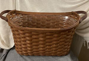 Longaberger Library Basket RB Rich Brown NEW Retired with Protector