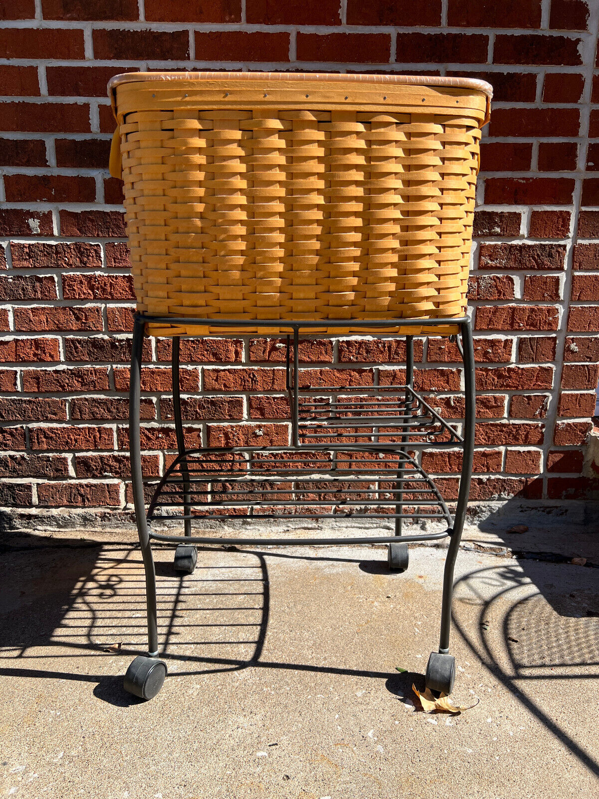 LONGABERGER WROUGHT IRON FILE CART W/ SHELVES & FILE BASKET WITH LID & LINERS