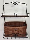 Longaberger Wrought Iron File Stand+Sort Store Rich Brown File Basket+RB Shelf