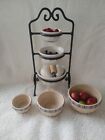 Longaberger Miniature Mixing Bowls, Boyd Bear Bowls, Faux Food and Stand