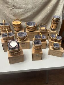 Set of 12 Complete LONGABERGER JW Miniature Baskets Collection + Extras w Boxes