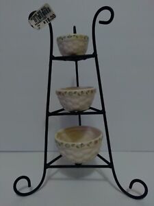 Longaberger - Boyd's - Botanical Woven Nested Bowl Set w/Wrought Iron Stand