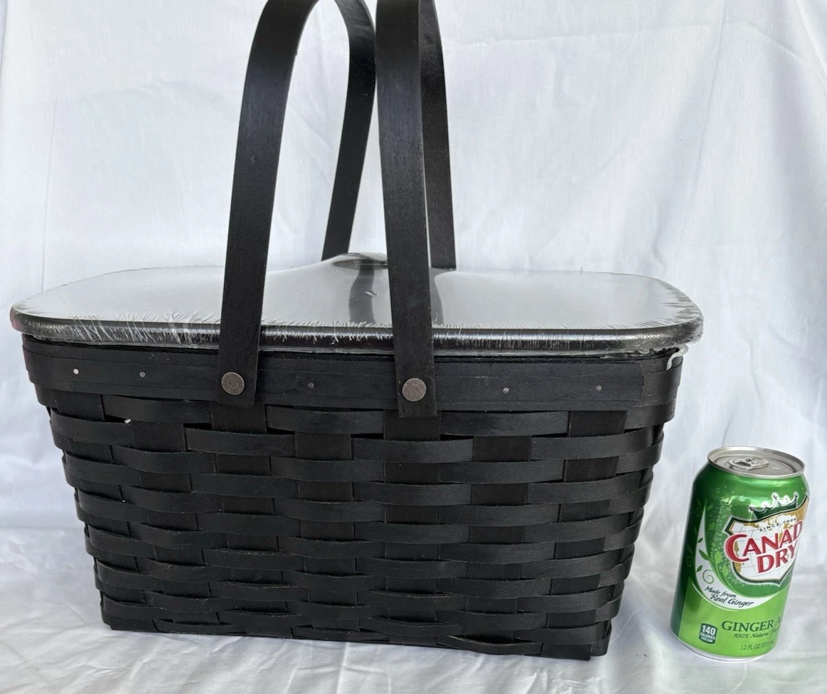 NEW Longaberger BLACK Medium Market Basket & Lid Option to ADD Protector