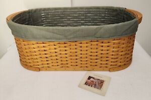 2003 Longaberger Large Work Load Basket Protector Sage Green Liner FARMHOUSE