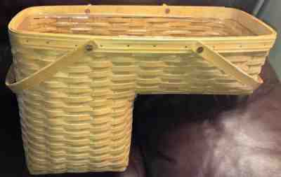 Longaberger Stair Step Hand Woven Basket With Liner Nice!