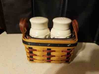 Longaberger collectors club,Salt and Pepper Shakers, W/Basket