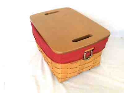 Sort & Store Rectangular Basket Protector Paprika Liner Wood Lid Longaberger