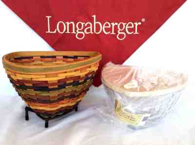 1 Multi Color Triangle Basket Lid Protector Wrought Iron STAND Longaberger NEW 