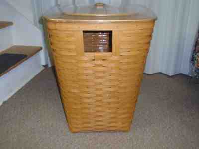 Longaberger, HAMPER or LARGE HAMPER, WARM BROWN, Double Lid & Protector NEW!!!