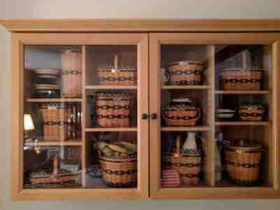 longaberger JW collectors club miniture basket set with cabinet