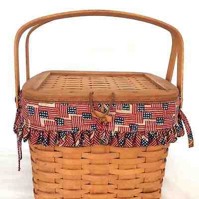 Historical Records 1992 Small Picnic Basket Set Longaberger Collectible 